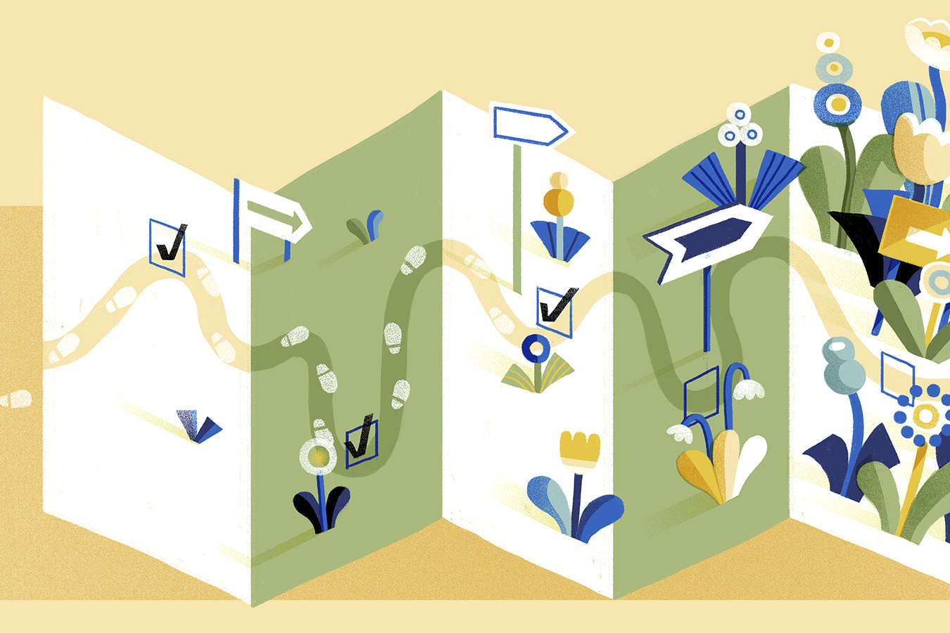 Illustration of a map with a path to peace of mind.
